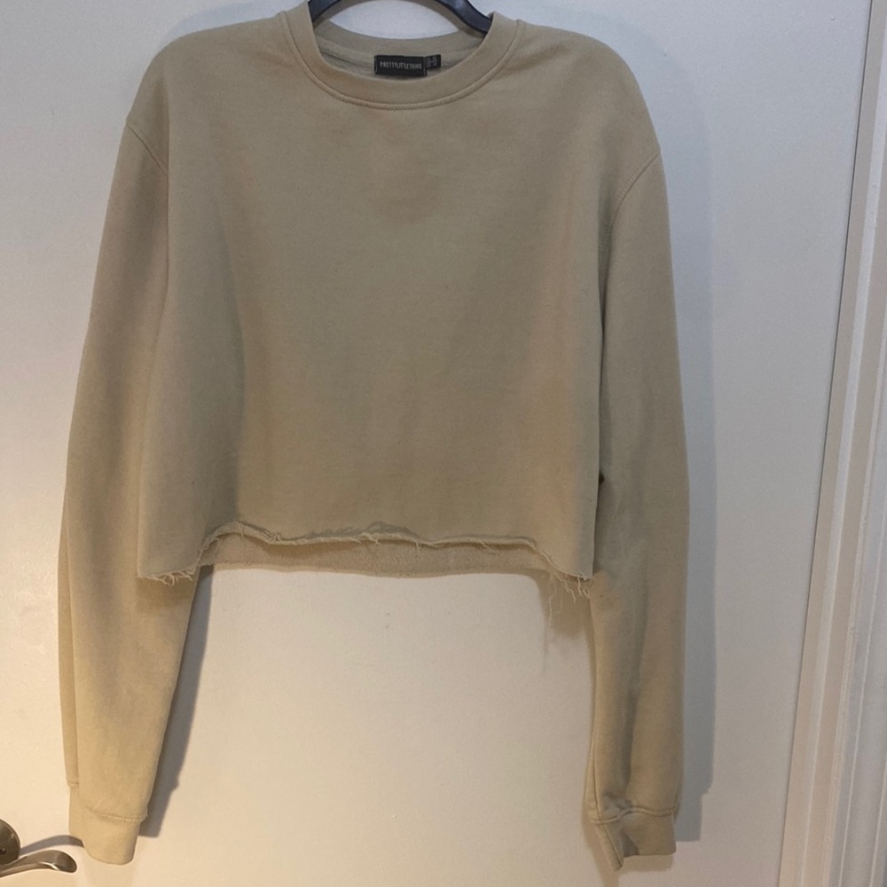 Beige Cropped Sweatshirt